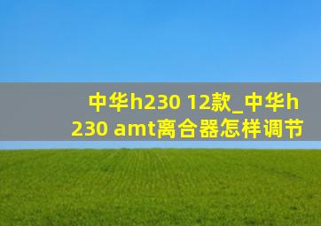 中华h230 12款_中华h230 amt离合器怎样调节